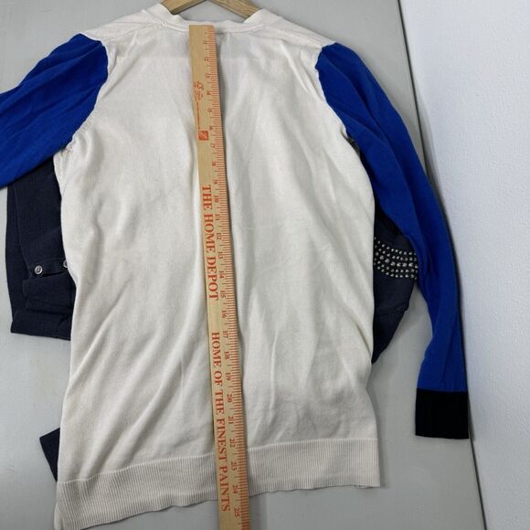 Merona Sweater Cardigans Blue & White Button Down Pearl Long Sleeve Womens Small - Picture 15 of 16